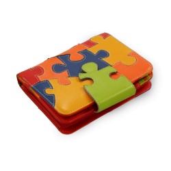 Dámská barevná kožená peněženka s motivem puzzle Kenzie