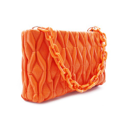 Oranžová netradiční prošívaná crossbody dámská kabelka Azzini