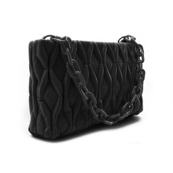 Černá netradiční prošívaná crossbody dámská kabelka Azzini