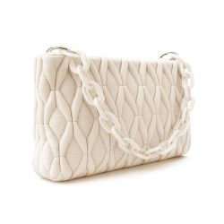 Smetanová netradiční prošívaná crossbody dámská kabelka Azzini
