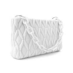 Bílá netradiční prošívaná crossbody dámská kabelka Azzini