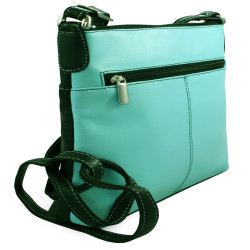 Tyrkysovočerná dámská kožená crossbody kabelka Vatie