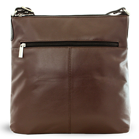 Hnědo černá dámská větší kožená crossbody kabelka Margaret