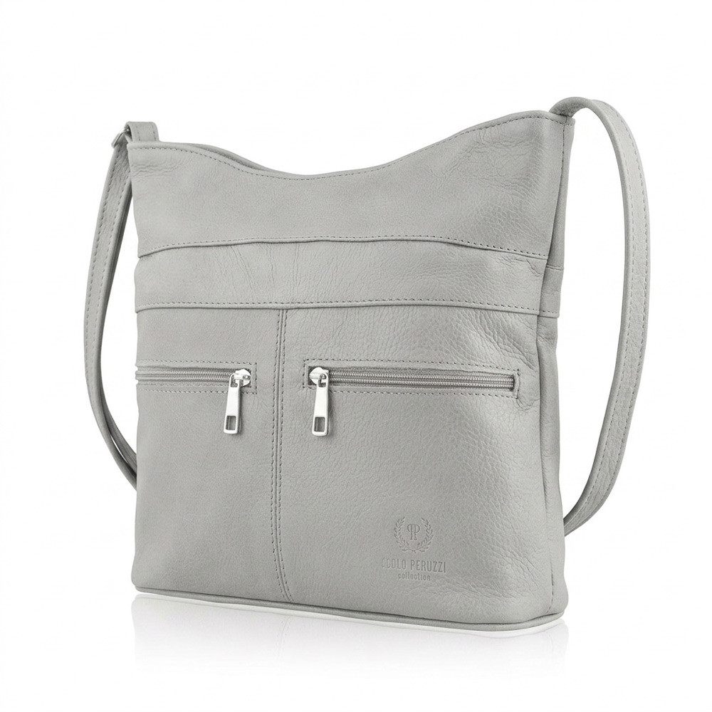 Šedá dámská kožená crossbody kabelka Almira