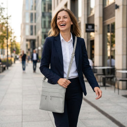 Šedá dámská kožená crossbody kabelka Almira