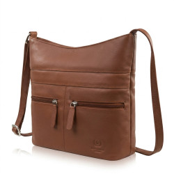 Hnědá dámská kožená crossbody kabelka Almira