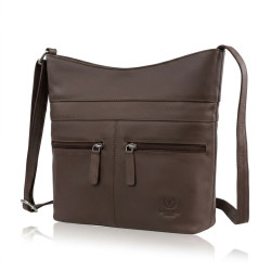 Tmavě hnědá dámská kožená crossbody kabelka Almira