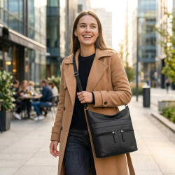 Černá dámská kožená crossbody kabelka Almira