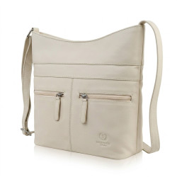 Smetanová dámská kožená crossbody kabelka Almira