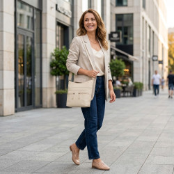 Smetanová dámská kožená crossbody kabelka Almira