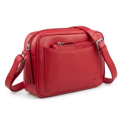 Červená dámská kožená crossbody kabelka Zerina