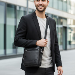 Černá pánská kožená crossbody taška Safet