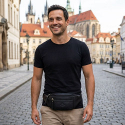 Černá pánská kožená ledvinka Petrus