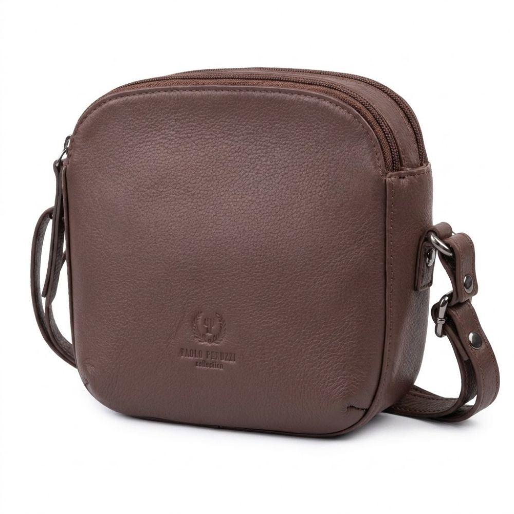 Tmavě hnědá dámská kožená crossbody kabelka Ashley