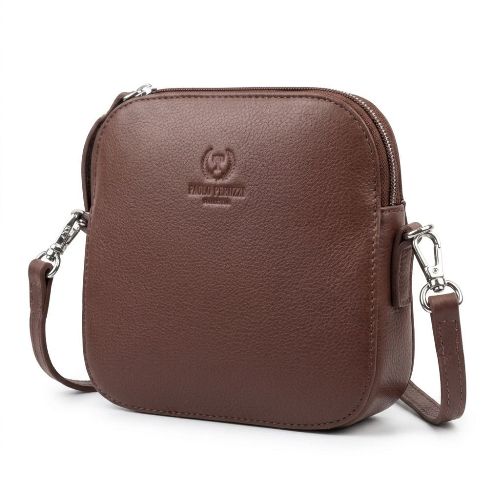 Čokoládově hnědá dámská kožená crossbody kabelka Ansie
