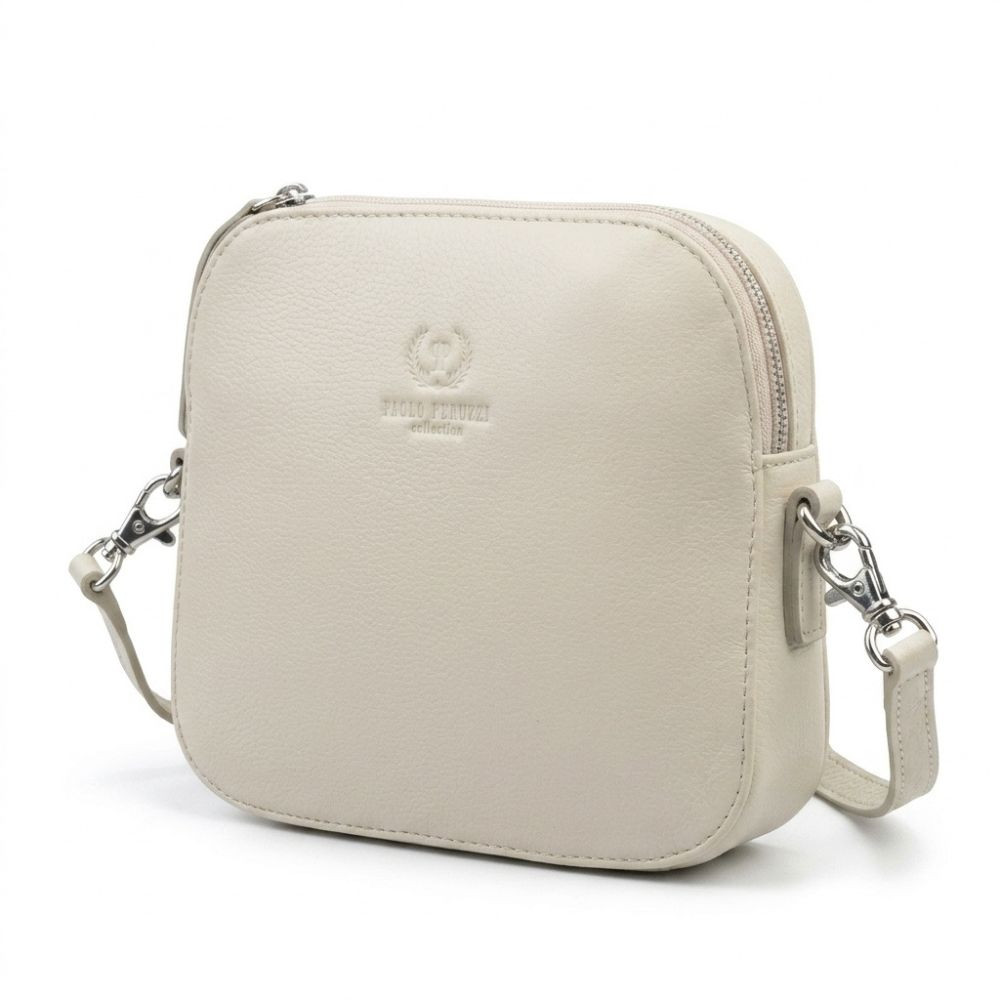 Smetanová dámská kožená crossbody kabelka Ansie