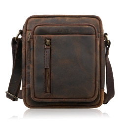 Tmavě hnědý pánský kožený crossbag Tomislav