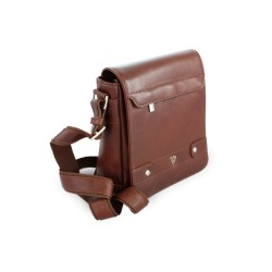 Hnědý pánský kožený crossbag s klopnou Callum