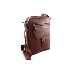 Hnědý pánský kožený zipový crossbag William