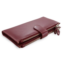 Velká kožená burgundy peněženka se zápinkou Sophia