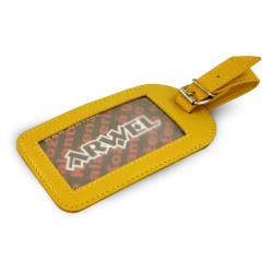 Žlutá kožená visačka na zavazadlo Brienli