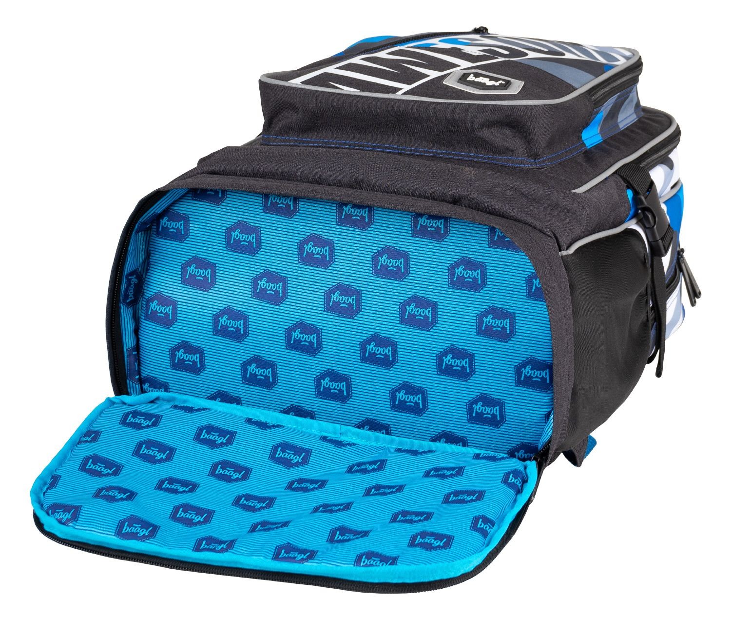Černomodrý voděodolný zipový školní batoh pro kluky Awesome