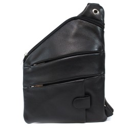 Černý kožený pánský zipový crossbag Udder
